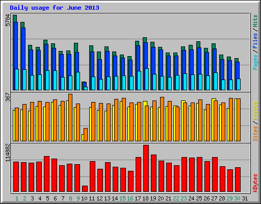 Daily usage for June 2013