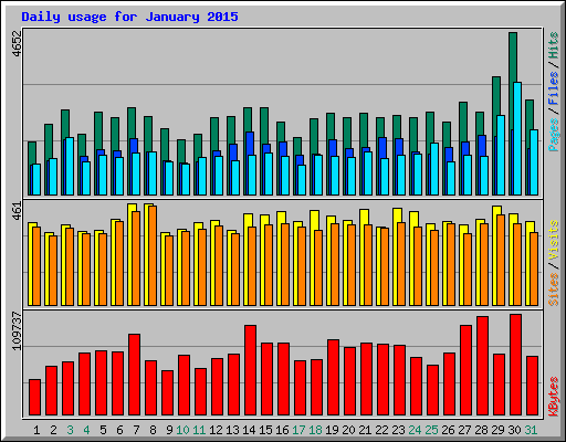 Daily usage for January 2015