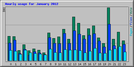 Hourly usage for January 2012